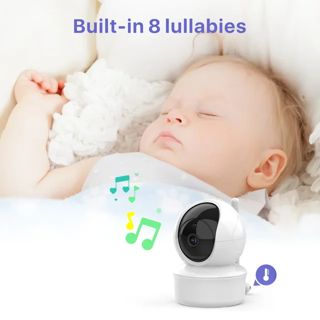 Baby Monitor 5 Inch Display Indoor Security Protection Camera Babyphone Two-way Audio Surveillance Temperature Sensor Lullaby 3