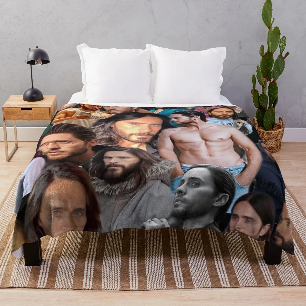 

jared leto photo collage Throw Blanket for sofa for babies Multi-Purpose Blankets