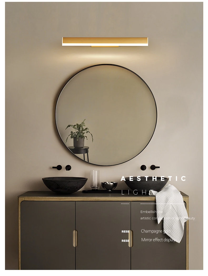 Post modern light luxury creative mirror headlights Nordic modern bathroom bathroom mirror cabinet special mirror wall lamp wireless wall lights