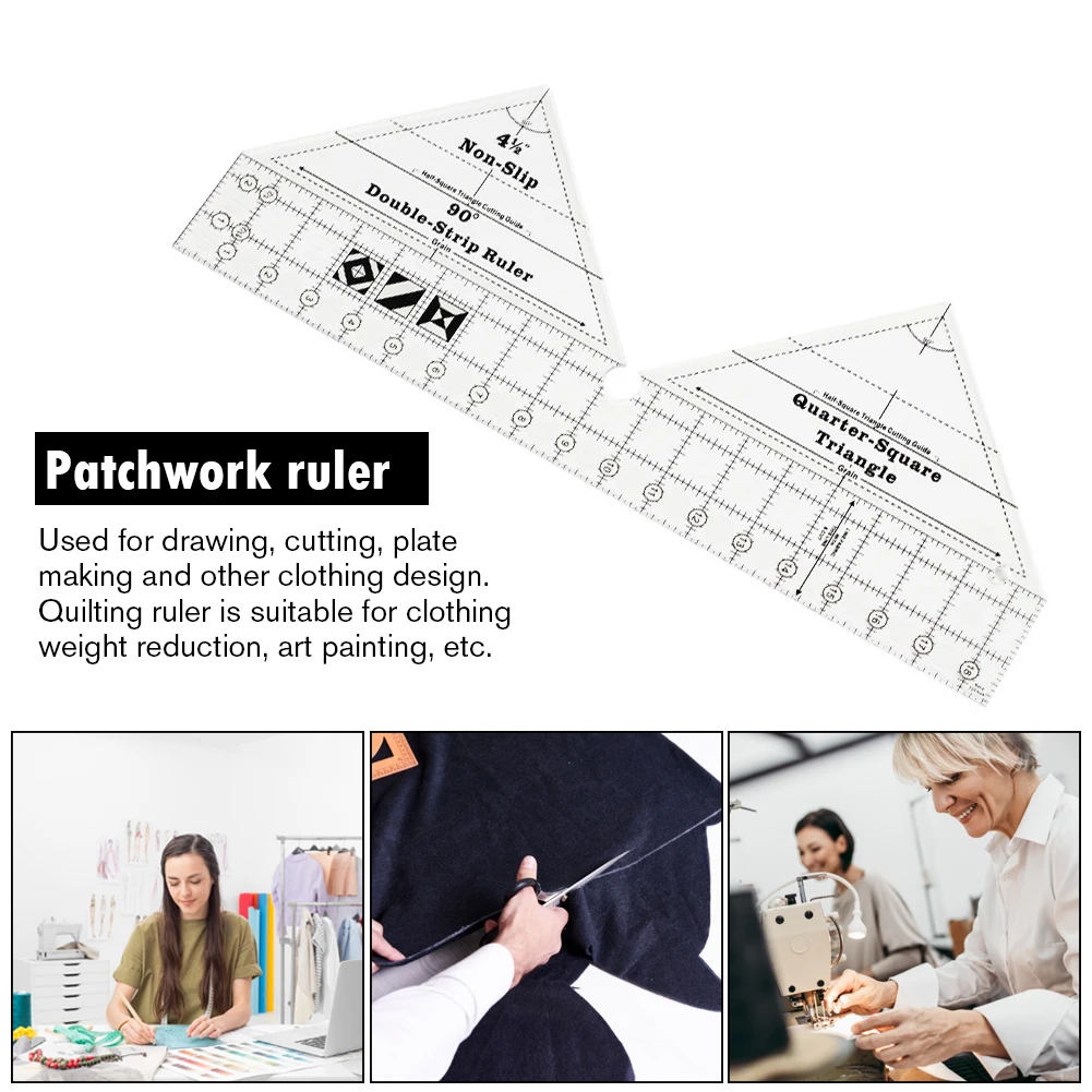 Треугольная линейка 90 градусов двойная полоса для резки ткани домашнего шитья
