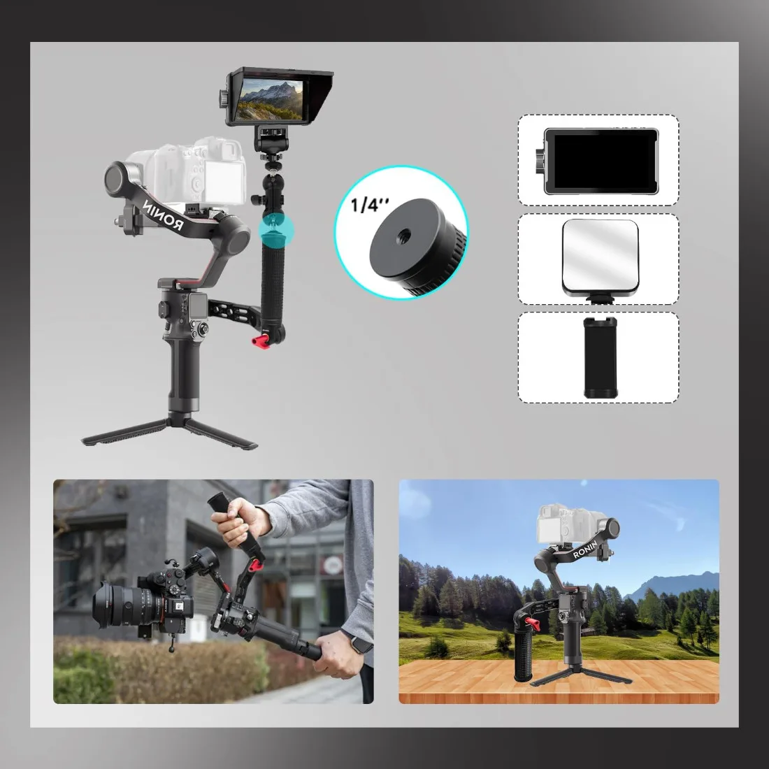 NATO 클램프가 있는 조정 가능한 슬링 익스텐션 손잡이, RS4 핸들, RS3 핸드그립, DJI RS4 PRO RS4 Ronin RS3 Mini RS3 Pro RS2 RSC2 용