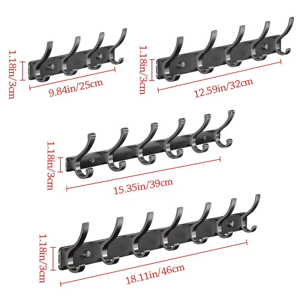 Durable Wall-mounted Hooks Hanger Over-the-door Perforation-free Clothes Holder Space Aluminum Multifunctional Door Rack 1pc