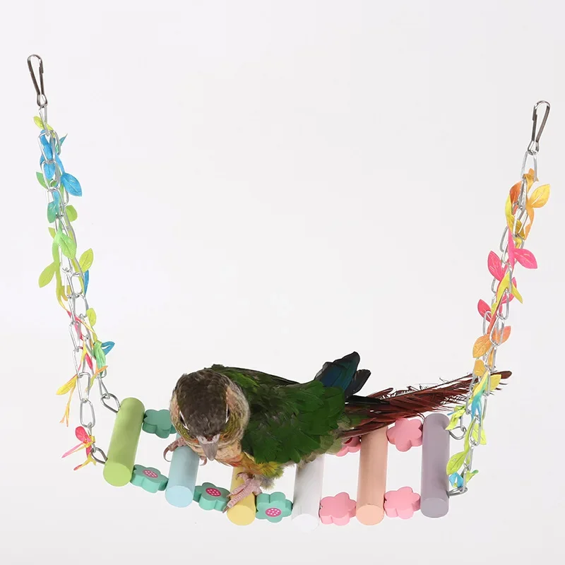 Parrot toy swing bird toy Tiger skin peony mysterious phoenix parrot cage set hammock suspension bridge parrot toy bird toy bird swing toy