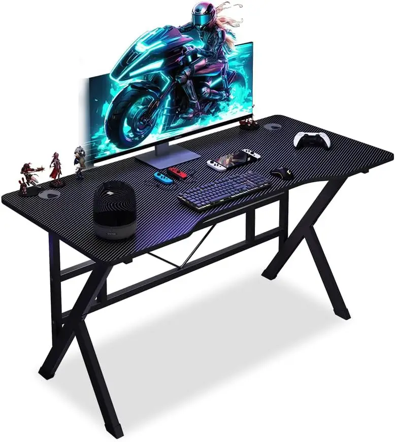 طاولة ألعاب، مكتب ألعاب صغير، مكتب كمبيوتر مريح، طاولة كمبيوتر مع سطح من ألياف الكربون، مكتب دراسة للكتابة أو المكتب المنزلي