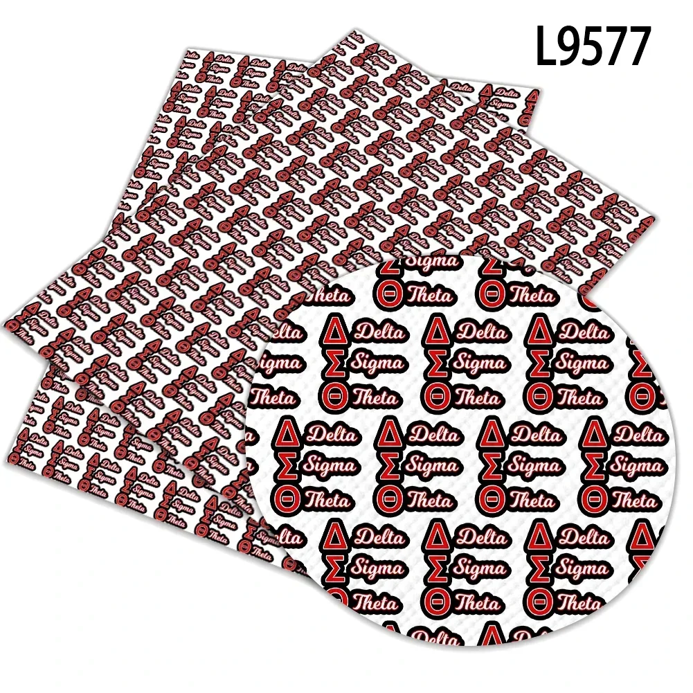 22*30cm Sorority Delta Sigma Theta Print Pattern Artificial Leather Cross Pattern for DIY Bag Earring Craft Making