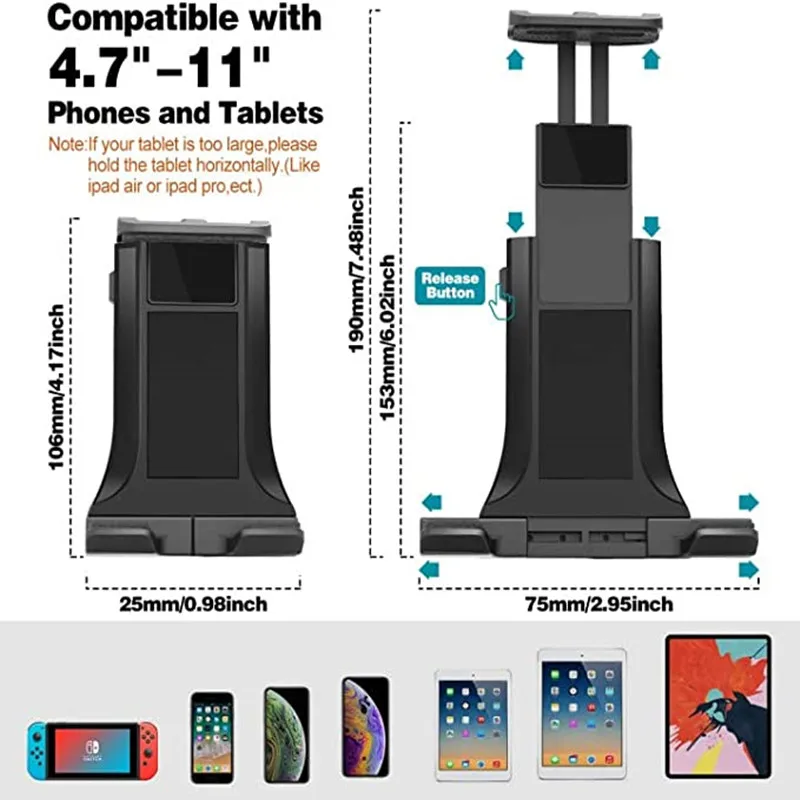 4.7인치11인치 iPad/휴대폰 태블릿 스탠드와 호환되는 주방 벽걸이형 휴대폰 스탠드 벽이나 책상에서 레시피 읽기