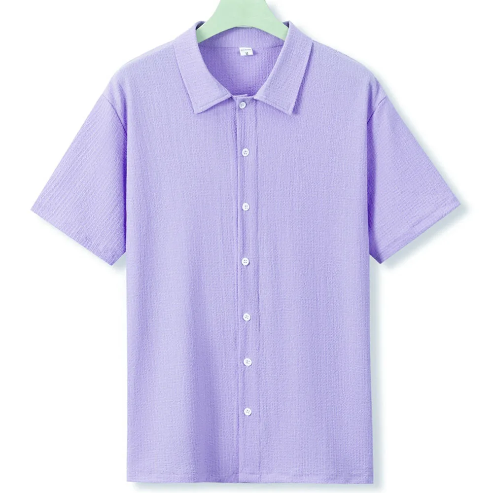 Mens Short Sleeve Button Blouse Shirts Summer Workwear