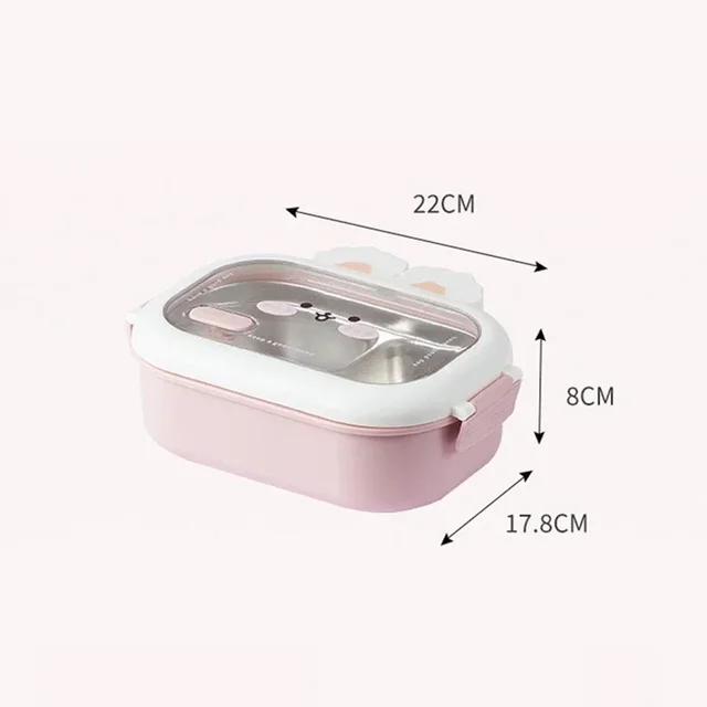 Boîte à déjeuner en forme de lapin mignon, boîte à Bento en acier inoxydable pour enfants et écoliers, boîte à repas scellée, conteneurs alimentaires portables anti-fuite 6