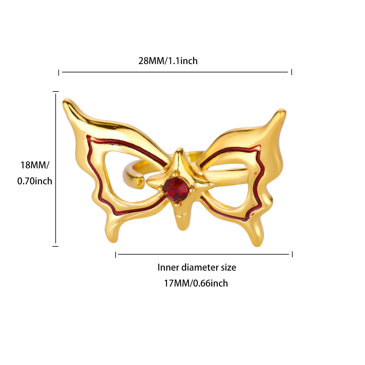 Women Ring Silver Color Zircon Stars Wing Adjustable