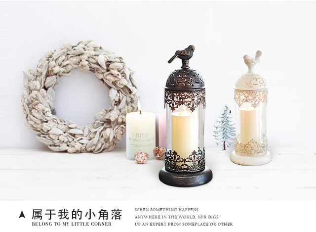 European Unique Candle Holder Sleeve Glass Romantic Elegant Veins