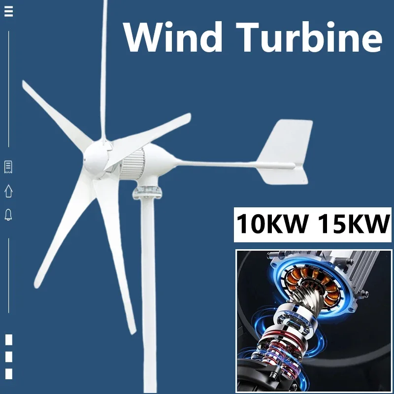 10kw 10000W 12V 24V 48V Horizontal Wind Turbine Generator Windmill Off Grid System Free Energy High Efficency Low RPM