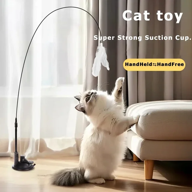 Simulation Feather Bird Interactive Cat Toys Funny Bird with Bell Cat Stick Toy for Kitten Playing Teaser Wand Toys Cat Supplies 2
