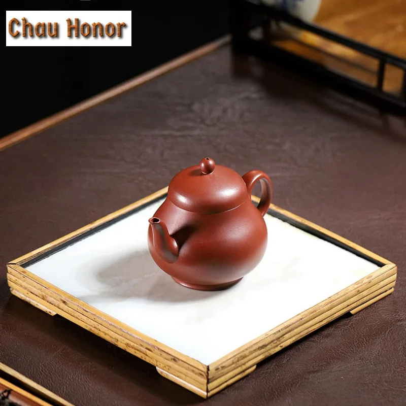 200ml High-end Yixing Purple Clay Teapots Handmade Pear Shape Pot Raw Ore Mud Tea Making Kettle Chinese Zisha Tea Set Decoration