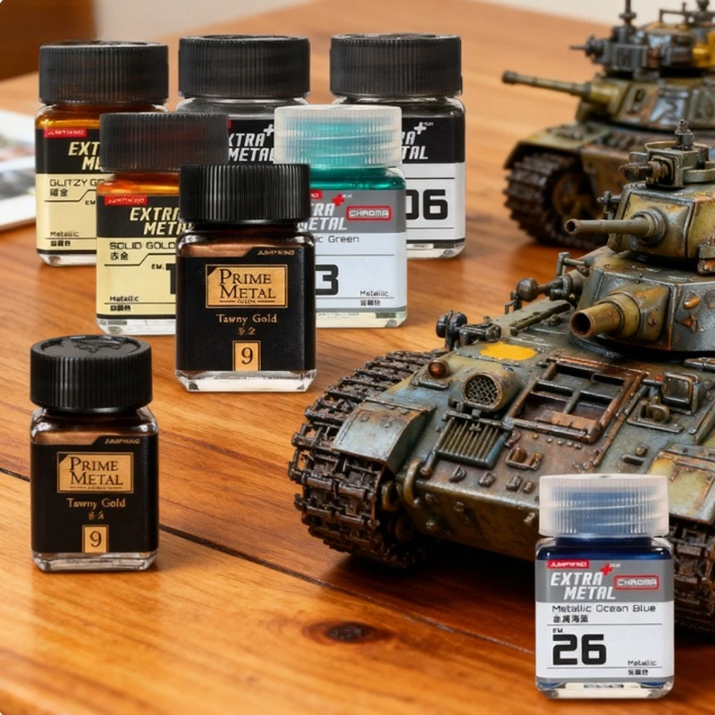 모델 색칠을 위한 풍부한 색상의 금속 페인트 강력한 커버력 자동차 수정 DIY 수공예품 벽화 낙서 18ml