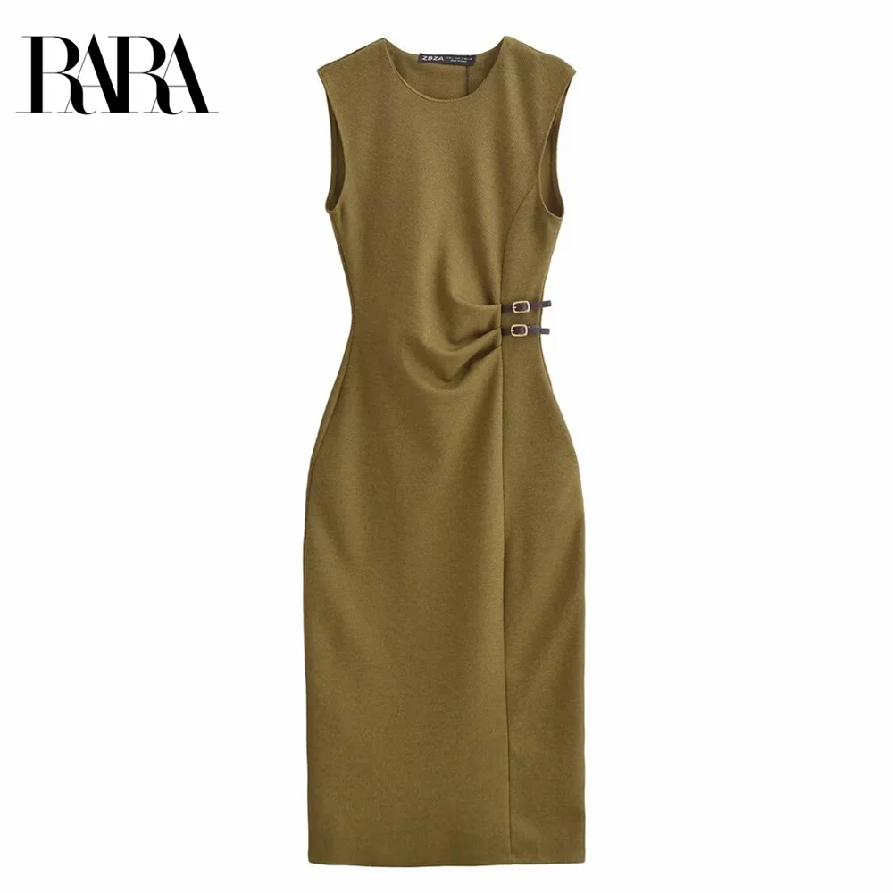 فستان RARA ربيعي جديد للسيدات برقبة دائرية بدون أك...