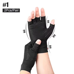 Premium Fingerless Arthritis Relief Gloves - Hand and Wrist Support - L (2pc Half Finger)