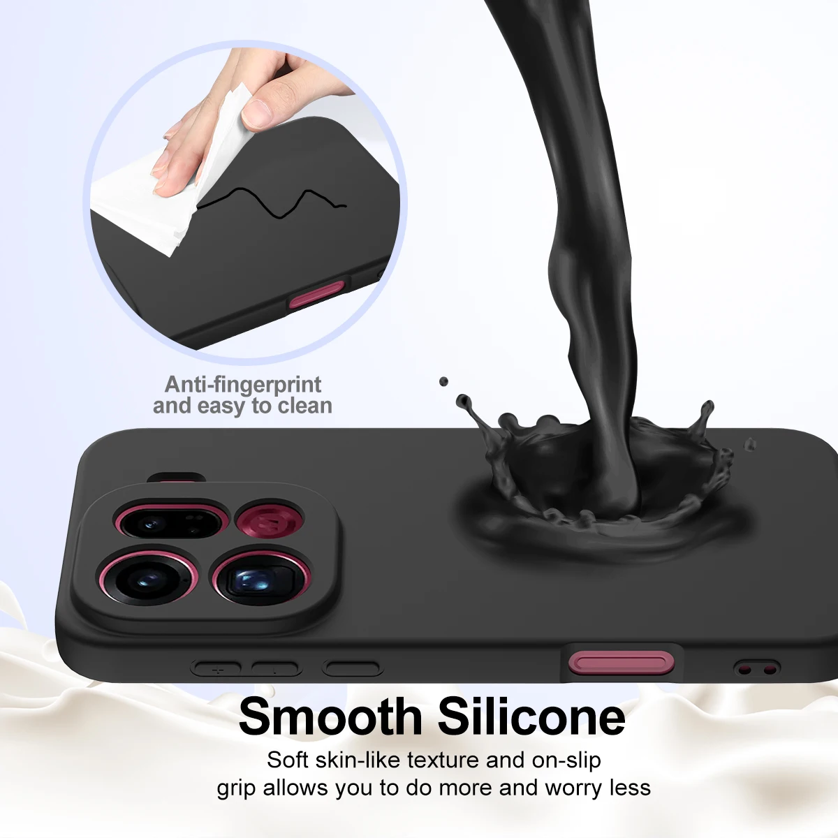 Matte Liquid Silicone Anti-Fingerprint Magnetic Wireless Armor Back Cover