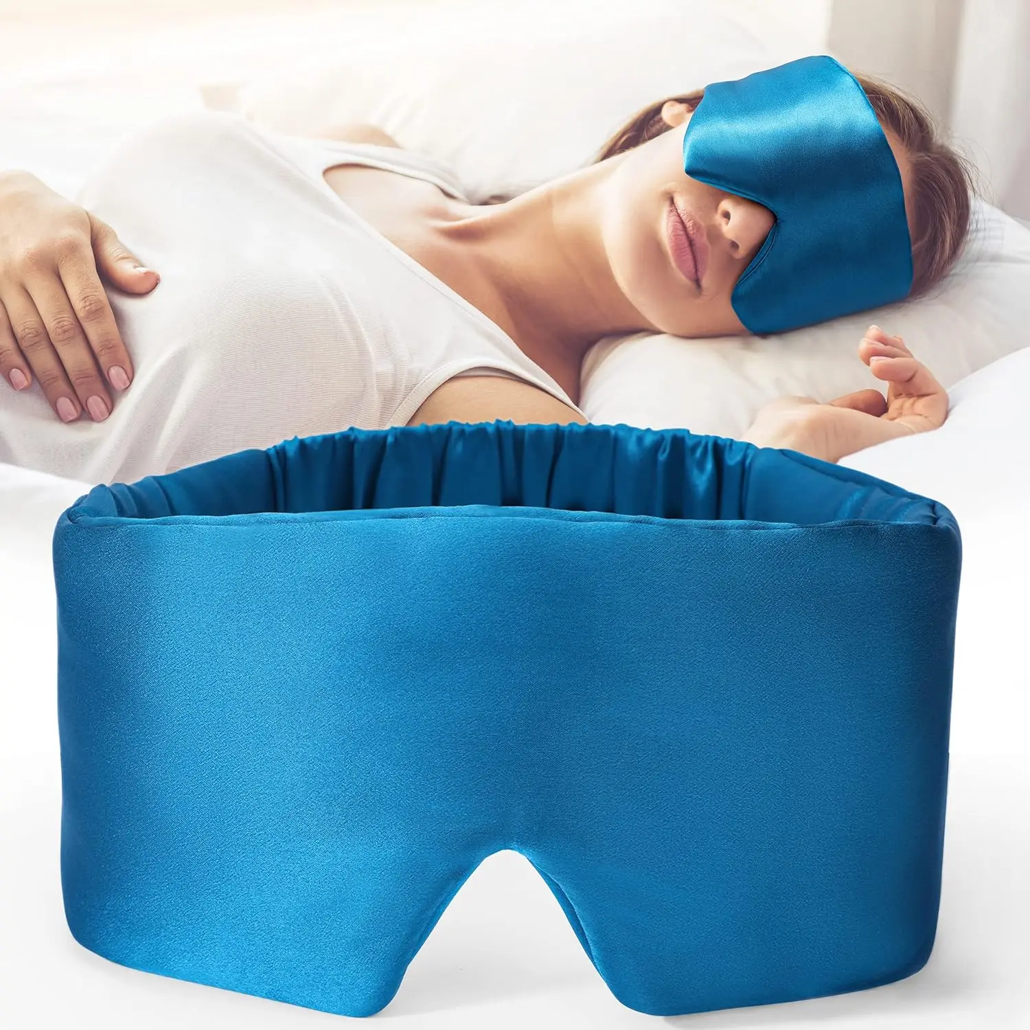 Luxury Mulberry Silk Sleep Mask - Soft, Pressure-Free & Anti-Wrinkle with Adjustable Velcro Ear Cover