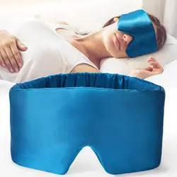 Luxury Mulberry Silk Sleep Mask - Soft, Pressure - Free & Anti - Wrinkle with Adjustable Velcro Ear Cover (Navy Blue)