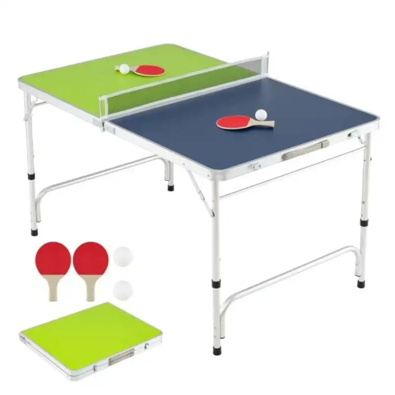 Portable Ping Pong Table Foldable Table Tennis Table with Aluminum Frame-Green