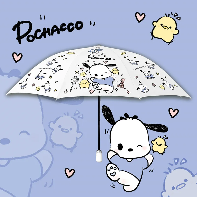 

New Sanrio Kuromi Pacha Dog Parasol Vinyl Sunscreen UV Protection Girl Cute Sunny Umbrella Small and Portable
