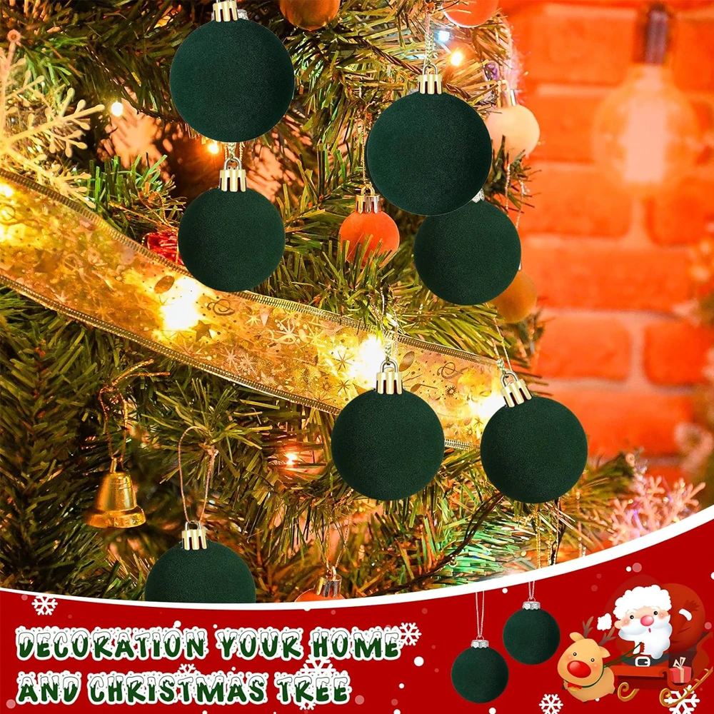 Velvet Christmas Tree Ornaments 6pcs 5cm Plush Flocked Hanging Balls for Holiday Decor Christmas Decoration Xmas Clearance