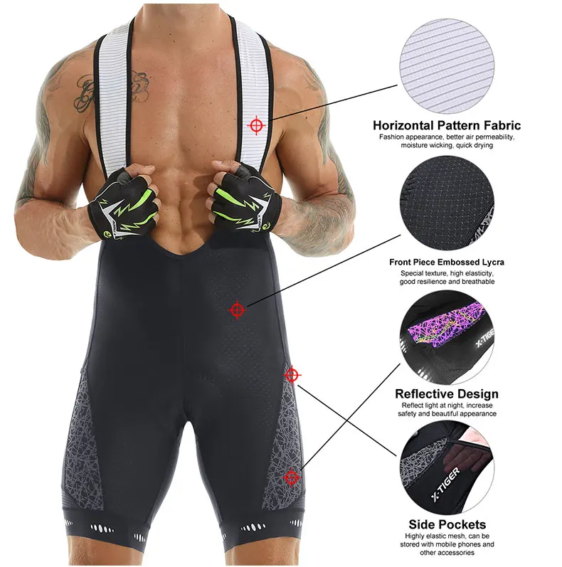Radlatz-Shorts 5d Gel Pad Mountainbike Shorts Bretelle Taschen Outdoor atmungsaktive Upf50 + Fahrrad enge Fahrrads horts – Detail 6