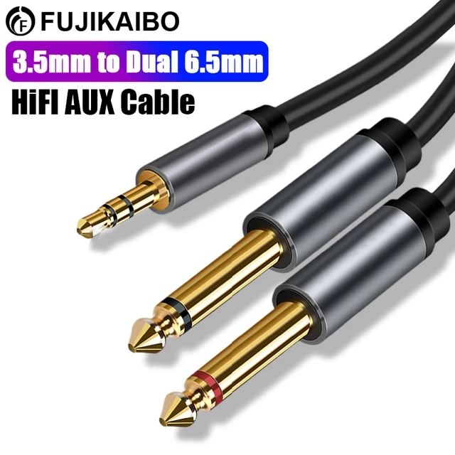 3.5mm to Double 6.5mm TRS Cable AUX Male Mono 6.5 Jack to Stereo 3.5 Jack  Audio Cable for Mixer Amplifier 6.35 Adapter