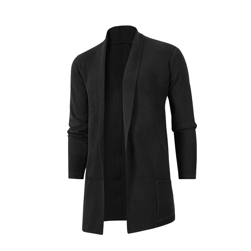 thumbnail image 1 of Suéter largo ajustado de otoño para hombre, abrigo tipo cárdigan de talla grande, 1 of 5