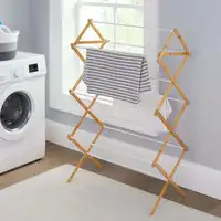 Space-Saving Collapsible Bamboo Laundry Drying Rack,7 levels Clothes Drying Rack 2