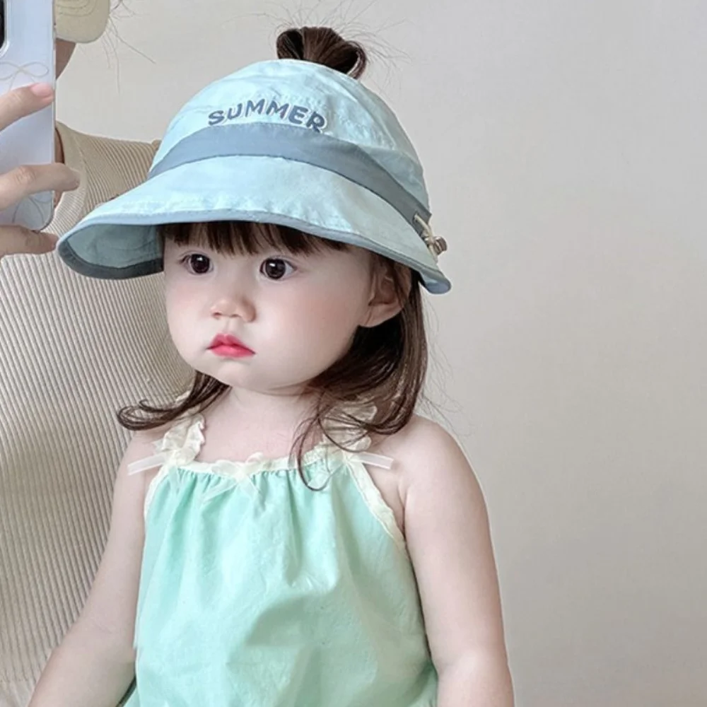 Cute Big Brim Baby Sun Hat Quick-dry Breathable Kids Empty Top Cap Korean Style Anti UV Children Sunshade Hat Summer