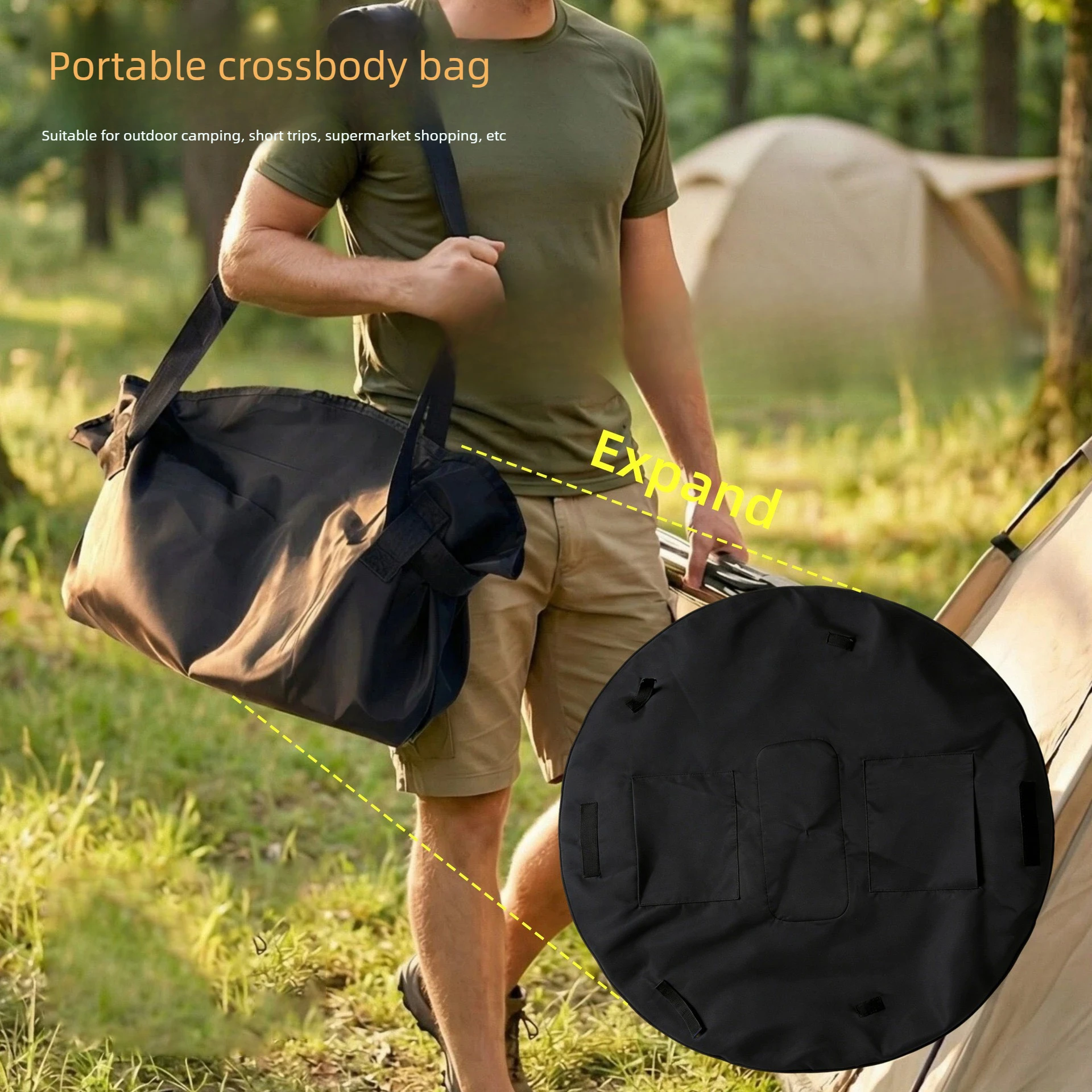 Spacious Waterproof Foldable Travel Tote with Picnic Storage Compartments