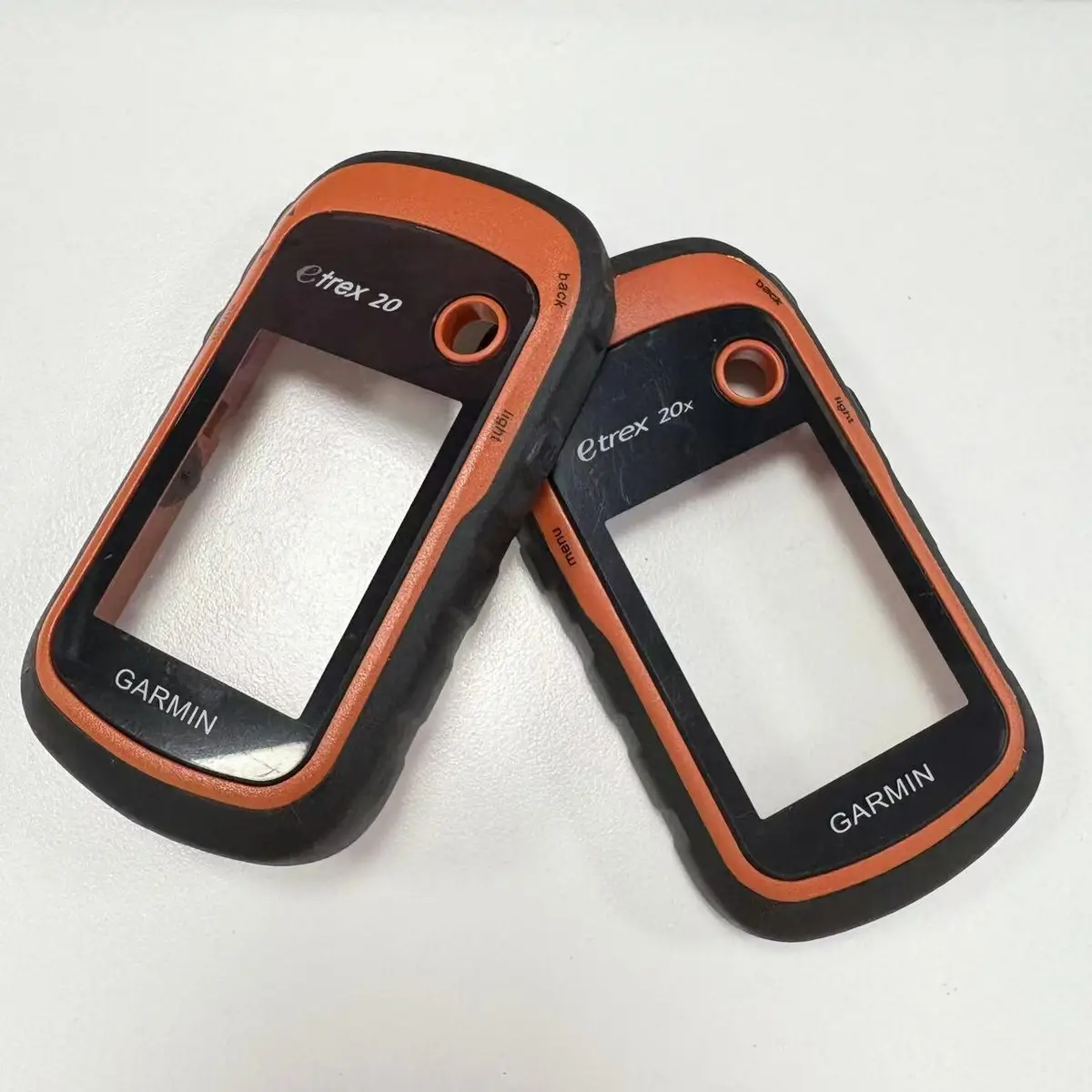 For Garmin Etrex 20 20x Front Case With Glass Panel GPS Repair Orange Handheld Housing Shell With Power Button — view 2
