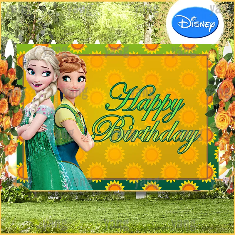 Custom Magic Princess Anna E Elsa Disney Birthday Party Decoration Frozen Fever Photo Background Photography Background