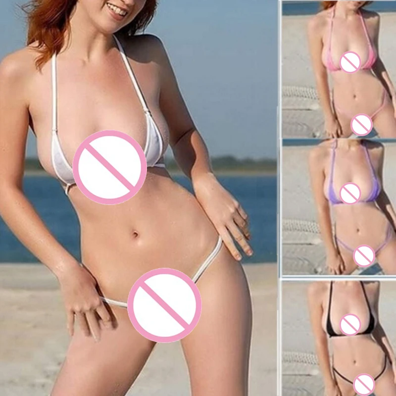 

Women Sexy Micro Thong G string Brazilian Mini Top Bra Bottom Bikini Swimwear