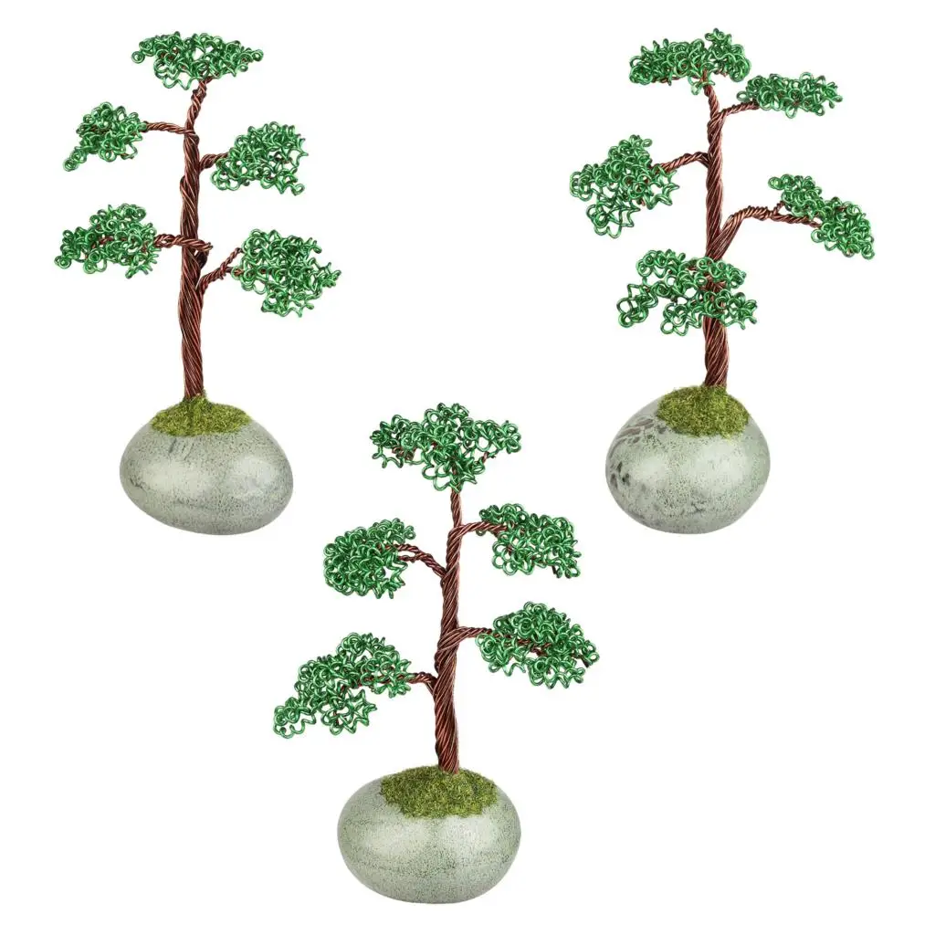 Handcraft Aluminum Wire Bonsai Tree With Ceramics Base Artificial Money Tree For Feng Shui Home Decor Desktop Ornaments