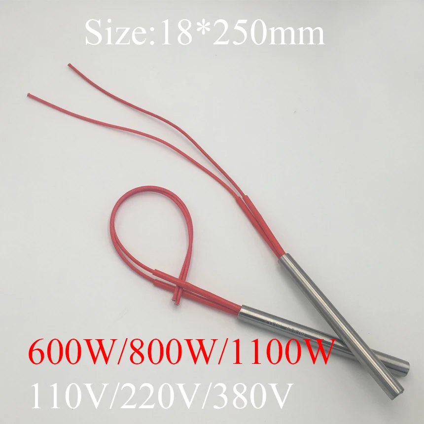 

18x250 18*250mm 600W 800W 1100W AC 110V 220V 380V Stainless Steel Cylinder Tube Mold Heating Element Single End Cartridge Heater