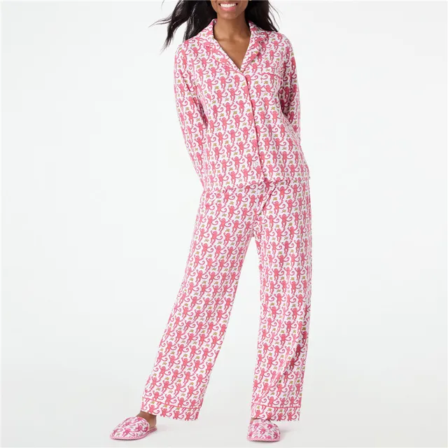 Roller Rabbit Monkey Pajamas Preppy Pjs Cute Pj Pants Sets For Women Y2k Long Sleeve Pajamas Set 2 Piece Loungewear 1