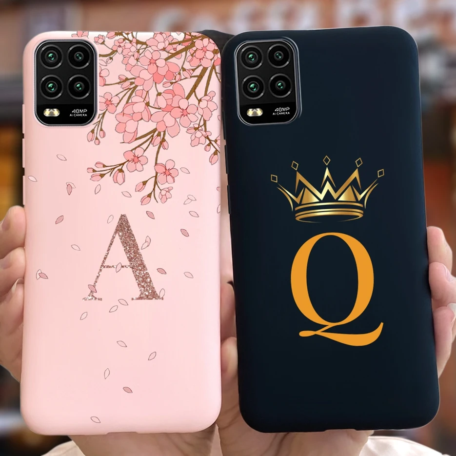 Per Xiaomi Mi 10 Lite 5G Custodia Cute Crown Letters Cover Custodia Antiurto Per Telefono Per Xiaomi 10 Lite Mi 10 Lite Cover Posteriore Coque Shell