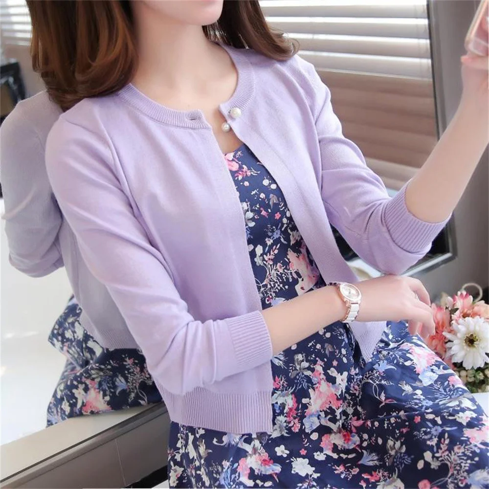 2024 Fashion Women Sweater Female Cardigan Thin Outerwear Short Short Design Sweater Long-sleeve Small Cape Blusa Feminina 2