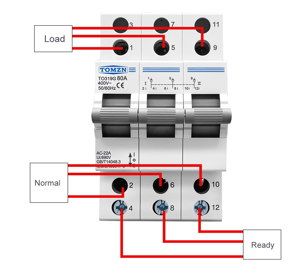 TO419G Changeover Switch 1234P 400V~ 80A MTS Dual Power Manual Transfer Isolatin