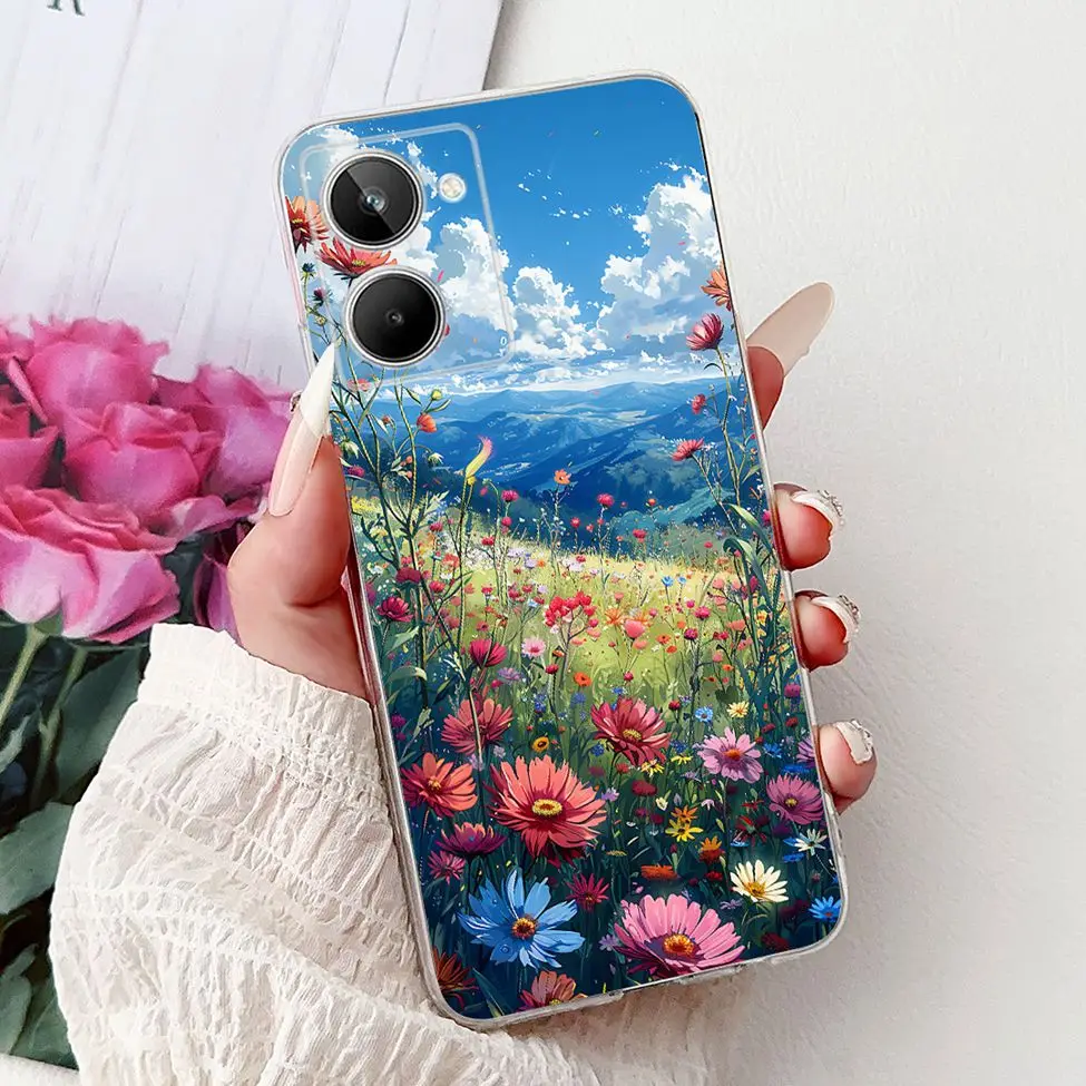 Clear Cute Cat and Floral Design Soft Back Cover - Stylish Protective Bumper Case