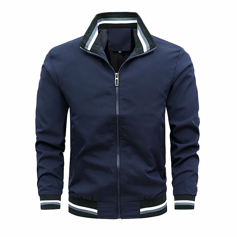 thumbnail image 1 of Chaqueta de moda de primavera para hombre, chaqueta de moda de negocios para hombre, chaqueta informal con cuello alto y cremallera, abrigo deportivo para exteriores, cortavientos para hombre, 1 of 5