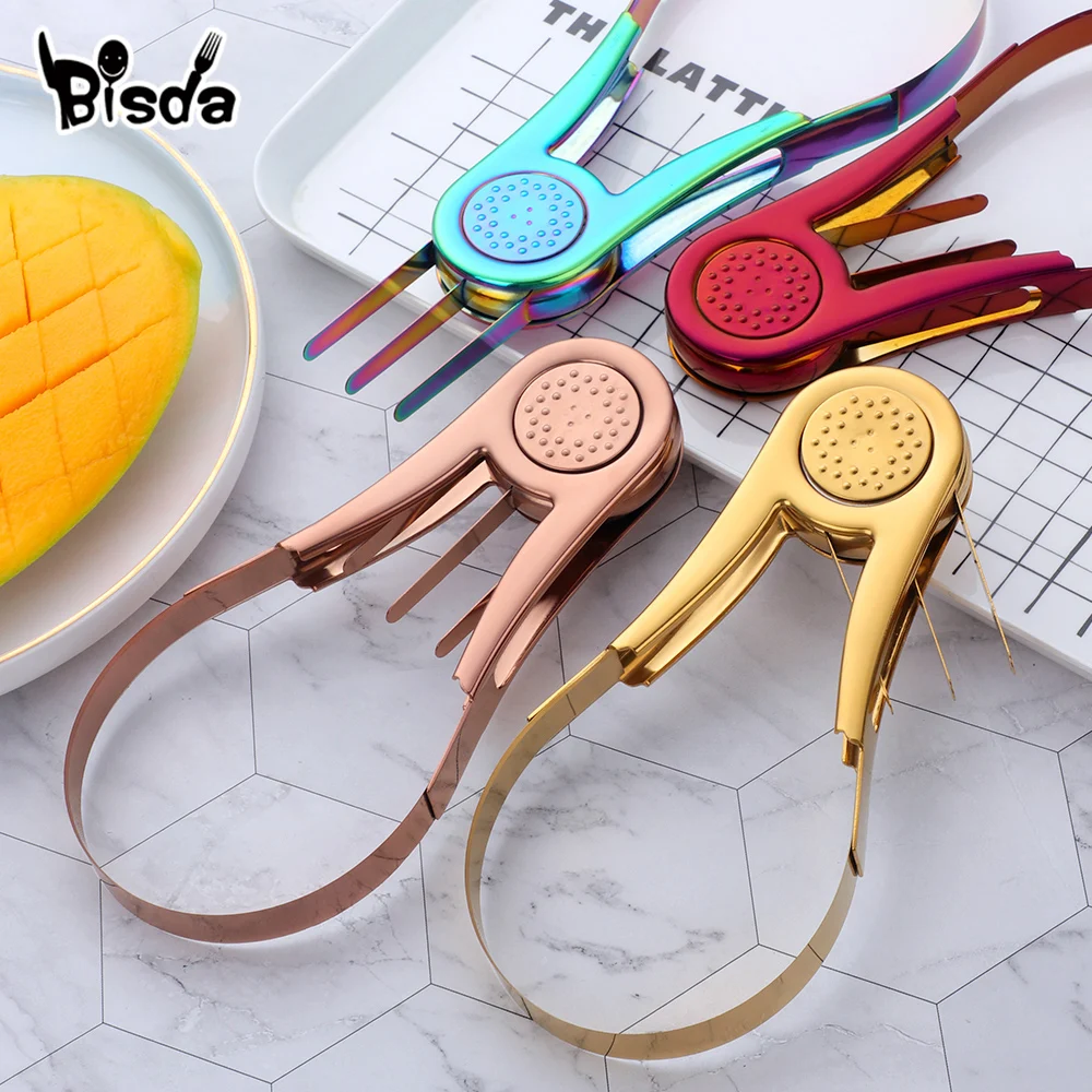1Pc Stainless Steel Mango Splitters Fruit Peeling Separator Papaya Seed Removal Tool Kitchen Gadgets Fruit Slicer Cubes Cutter