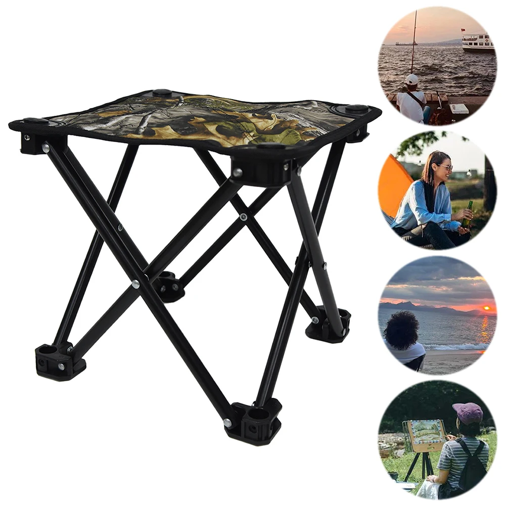 Mini Folding Camping Stool Portable Camping Stool Oxford Cloth Lightweight Small Chair Foldable Fishing for Beach Garden