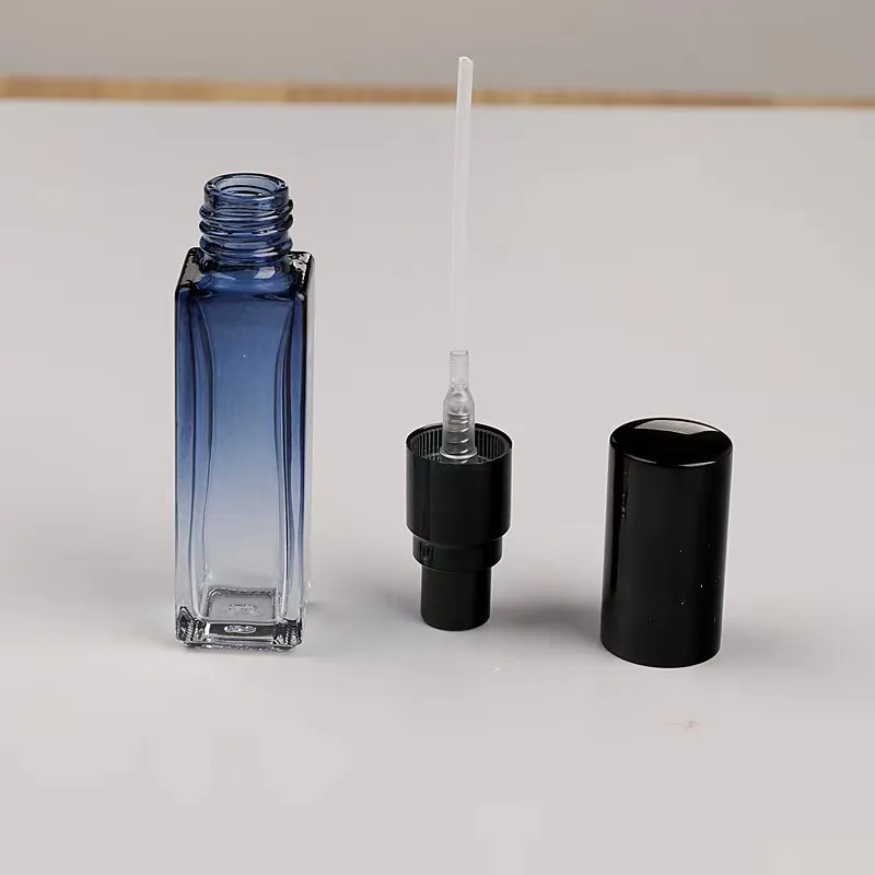 30pcs/lot 10ml 5ml Blue Square Glass Spray Perfume Bottle Refillable Empty Bottle Thick Bottom Automizer