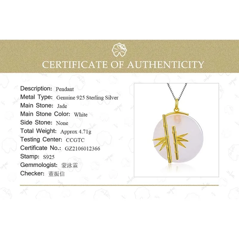 Lotus Fun Real 925 Sterling Silver Natural Creative Handmade Designer Fine Jewelry Unique Fresh Bamboo Pendant without Necklace