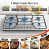 Stove Top Stainless Steel, Built-in Gas Propane Cooktops with Thermocouple Protection, NG/LPG Convertible, Electronic Ignition G 6