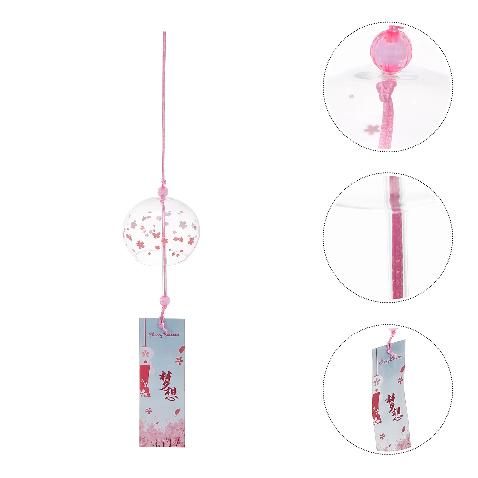 Glass Wind Chimes Pendant Decorative Bell Adornment Hanging Ornament Festival Hand Fan