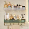 Wall Mounted Bathroom Wall Shelf with Towel Bar and 6 Hooks - Great for Bedroom Decor, Kitchen Storage , Bathroom Storage 4